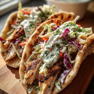 Chicken Pitas with Herby Ranch Slaw