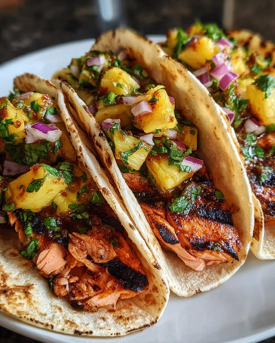 Chipotle Honey Salmon Tacos with Pineapple Salsa - detail 2