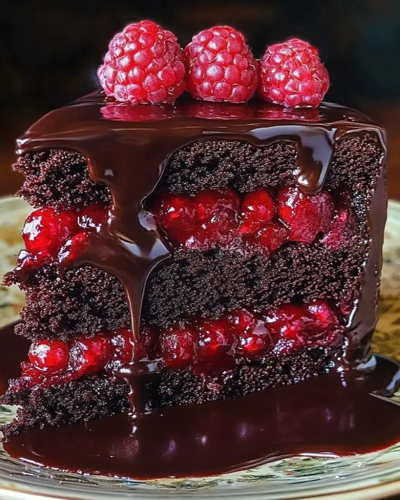 Chocolate Raspberry Truffle Cake