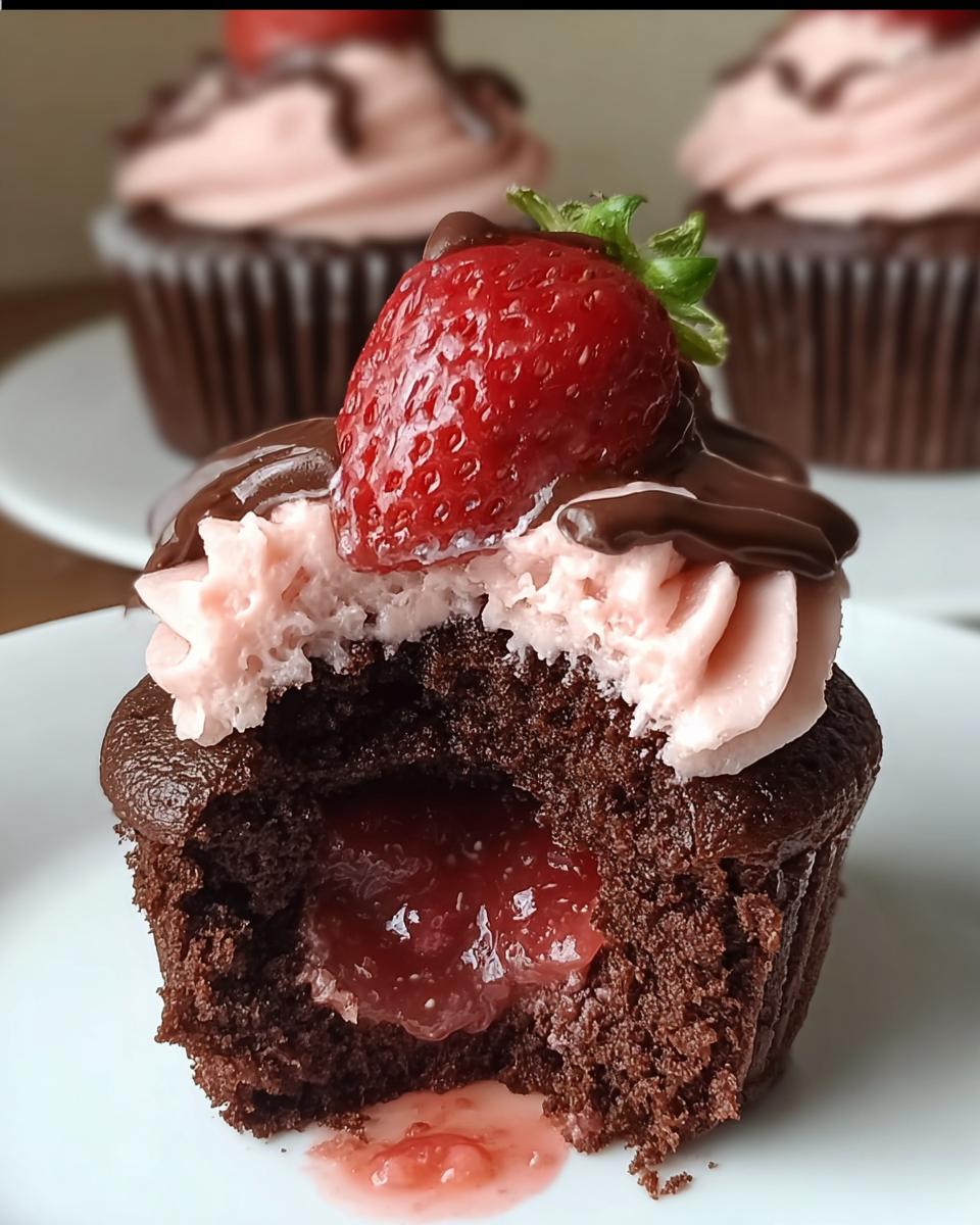 Chocolate Strawberry Jam Cupcakes - detail 1