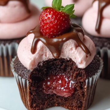 Chocolate Strawberry Jam Cupcakes