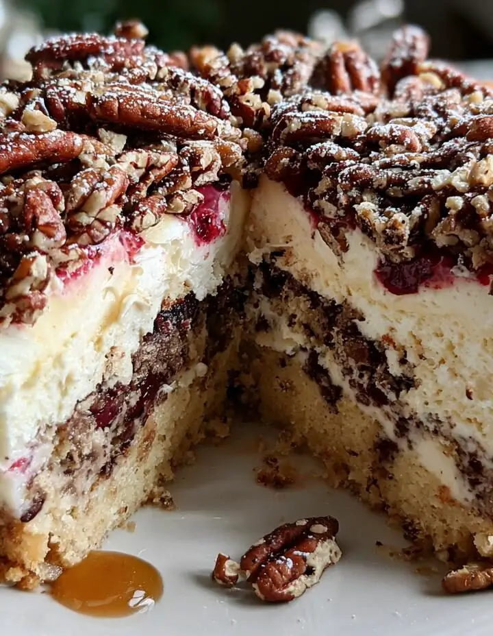 Christmas Pecan Cheesecake Cake Delight