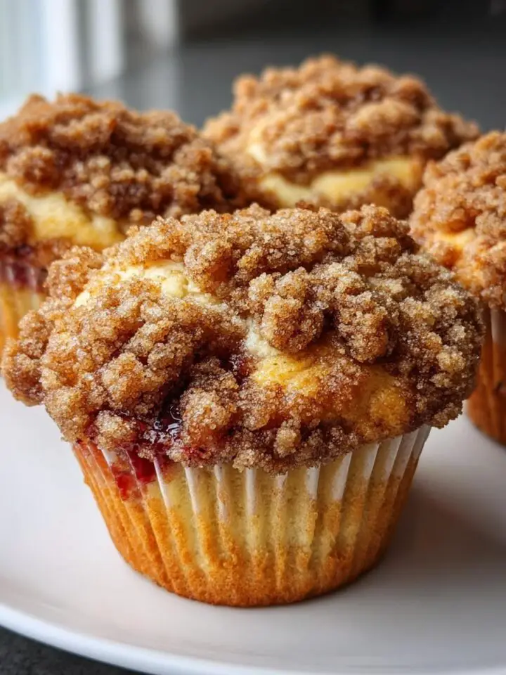 Cinnamon Swirl Rhubarb Coffee Cake Muffins