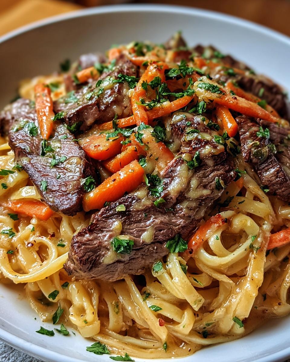 Cowboy Butter Steak Linguine with Roasted Carrots & Parsley - detail 1