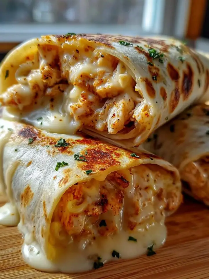 Cozy Cheesy Garlic Chicken Wraps