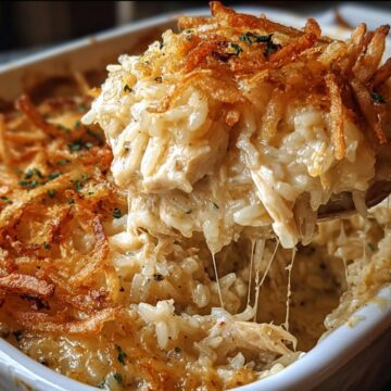 Cozy French Onion Chicken Rice Bake