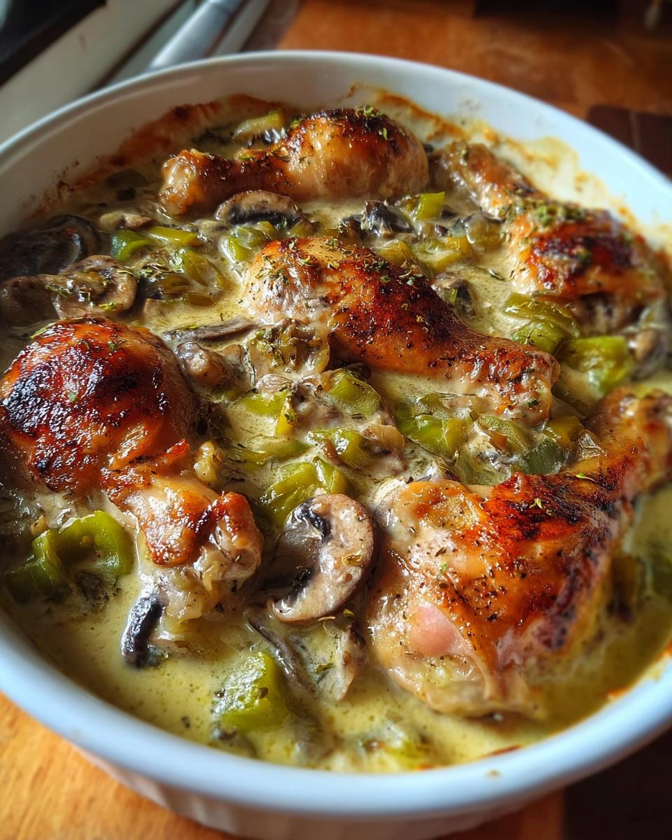 Creamy Baked Chicken with Mushrooms and Green Peppers - detail 2