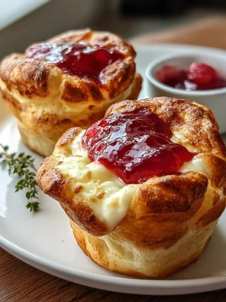 Creamy Cheese Cruffins with Raspberry Jam