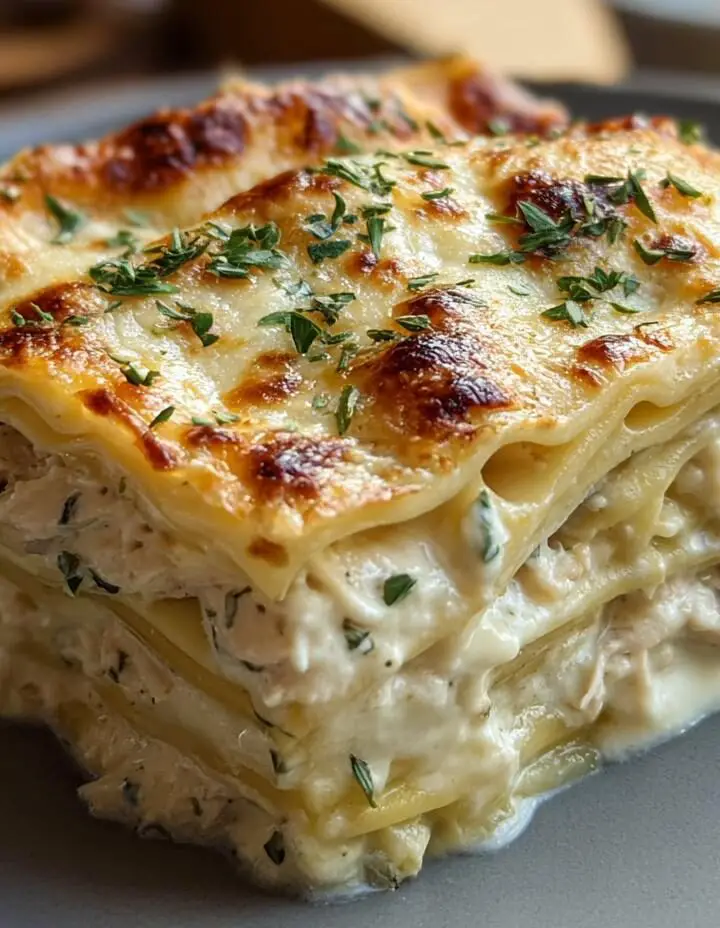 Creamy Chicken Lasagna with White Sauce