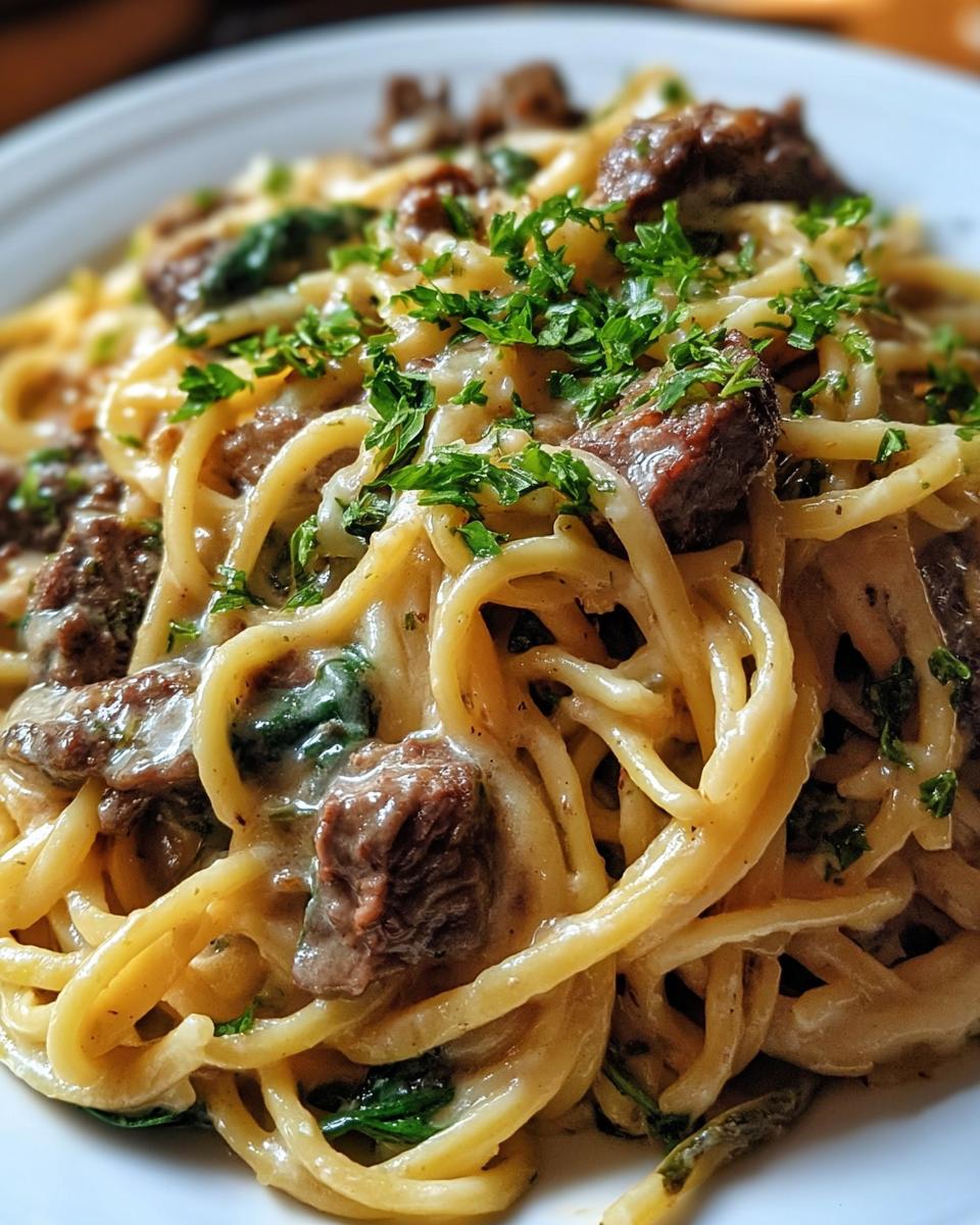 Creamy Cowboy Butter Linguine with Steak Bites & Spinach - detail 1