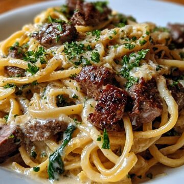 Creamy Cowboy Butter Linguine with Steak Bites & Spinach