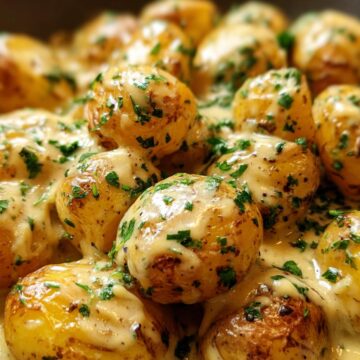 Creamy Garlic Sauce Baby Potatoes