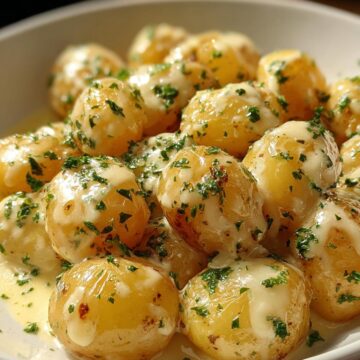 Creamy Garlic Sauce Baby Potatoes