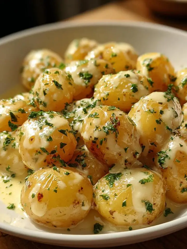Creamy Garlic Sauce Baby Potatoes