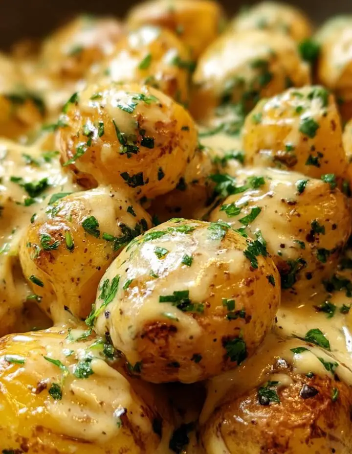 Creamy Garlic Sauce Baby Potatoes