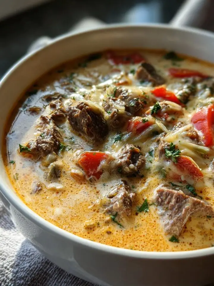 Creamy Philly Cheese Steak Soup