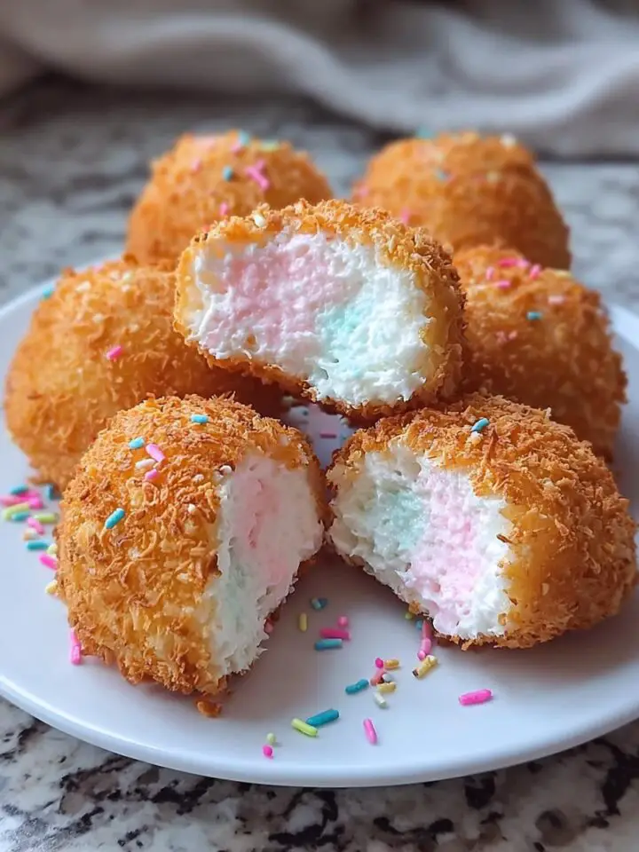 Crispy Cotton Candy Cheesecake Bombs