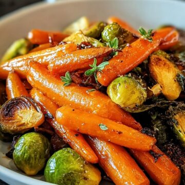 Crispy Maple Glazed Carrots and Brussel Sprouts