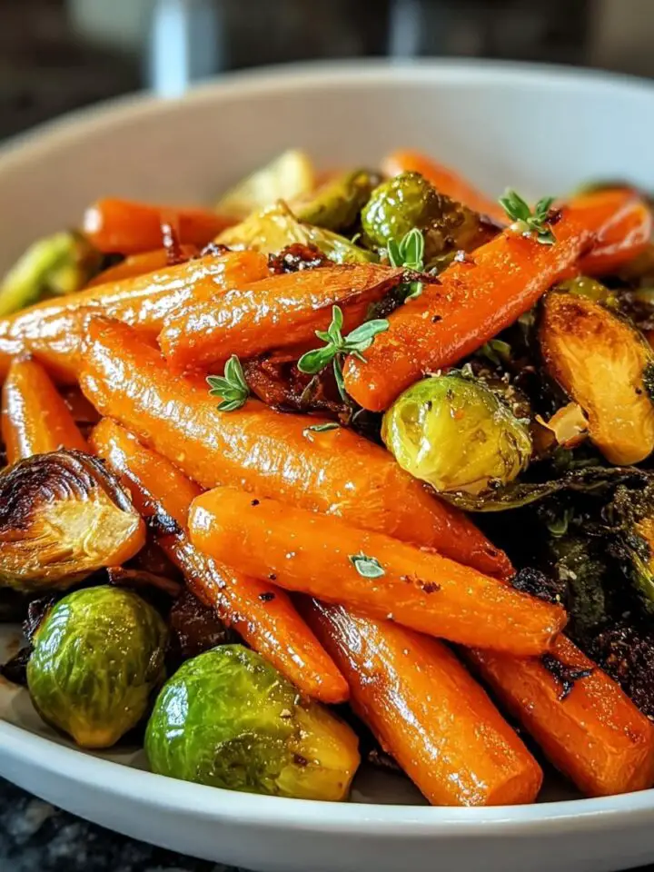 Crispy Maple Glazed Carrots and Brussel Sprouts