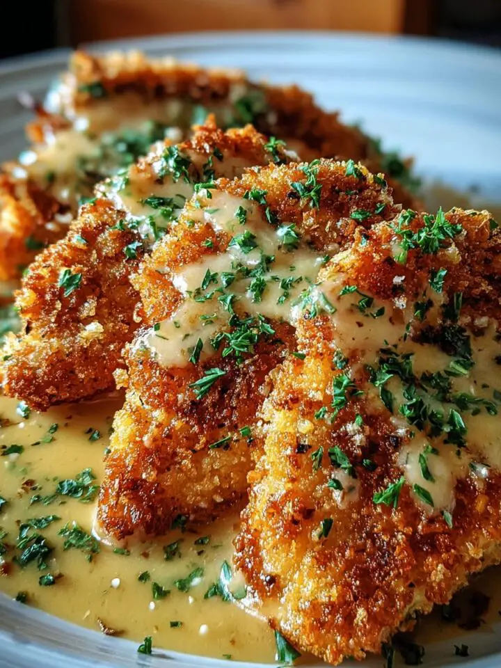 Crispy Parmesan Chicken with a Rich Garlic Sauce