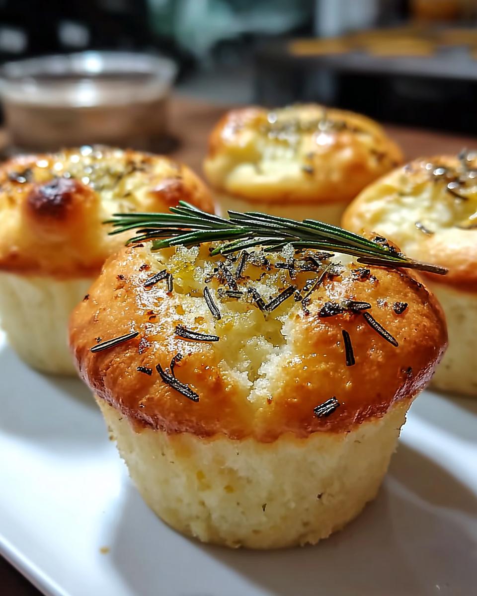 Easy Garlic Rosemary Focaccia Muffins - detail 1