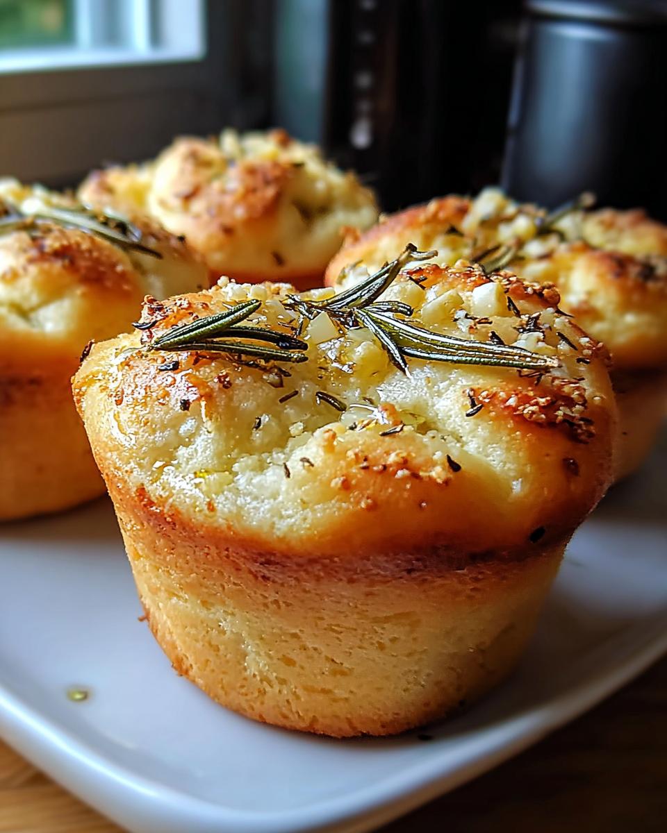 Easy Garlic Rosemary Focaccia Muffins - detail 2