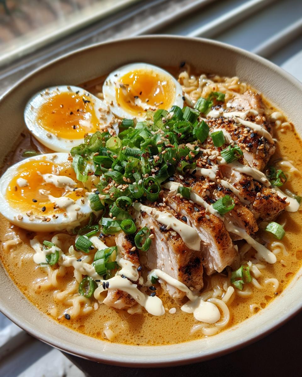 Fiery Chicken Ramen with Creamy Garlic Sauce - detail 1