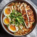 Fiery Chicken Ramen with Creamy Garlic Sauce
