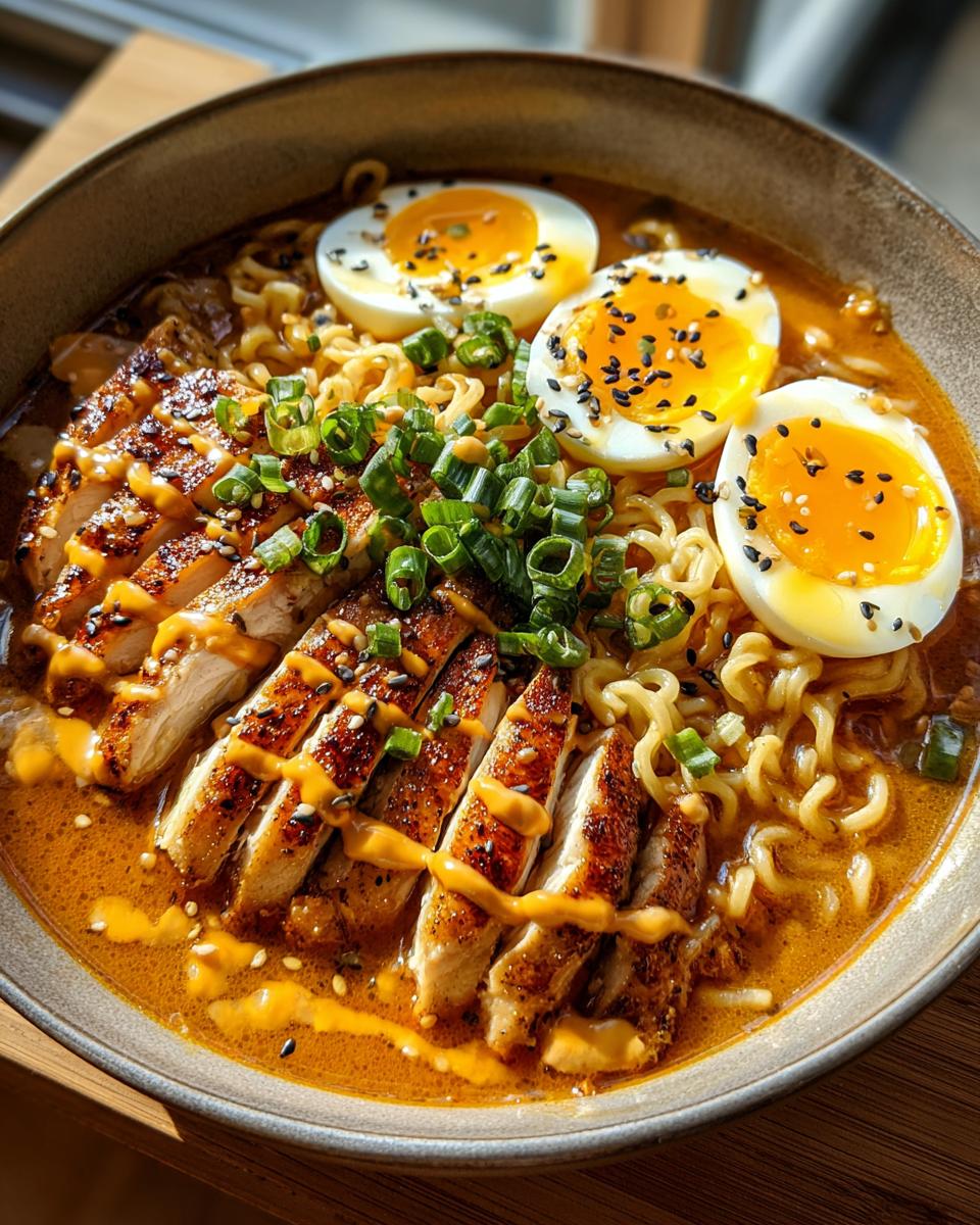 Fiery Chicken Ramen with Creamy Garlic Sauce - detail 3