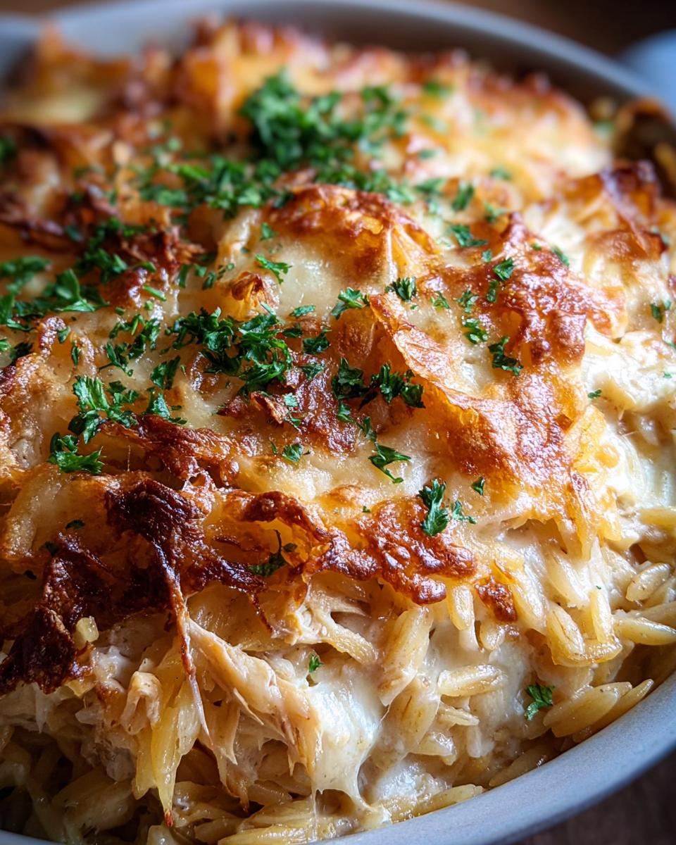 French Onion Chicken Orzo Casserole - detail 2