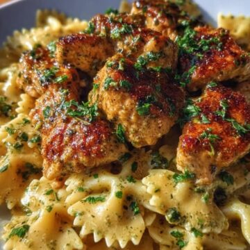 Garlic Butter Chicken with Bowtie Pasta
