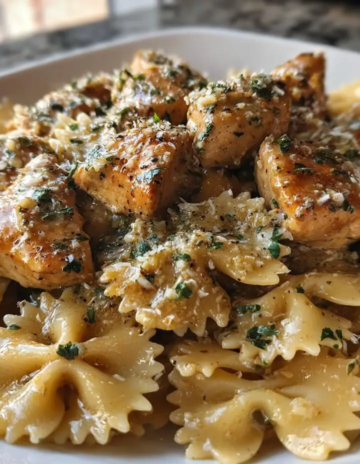 Garlic Butter Chicken with Bowtie Pasta