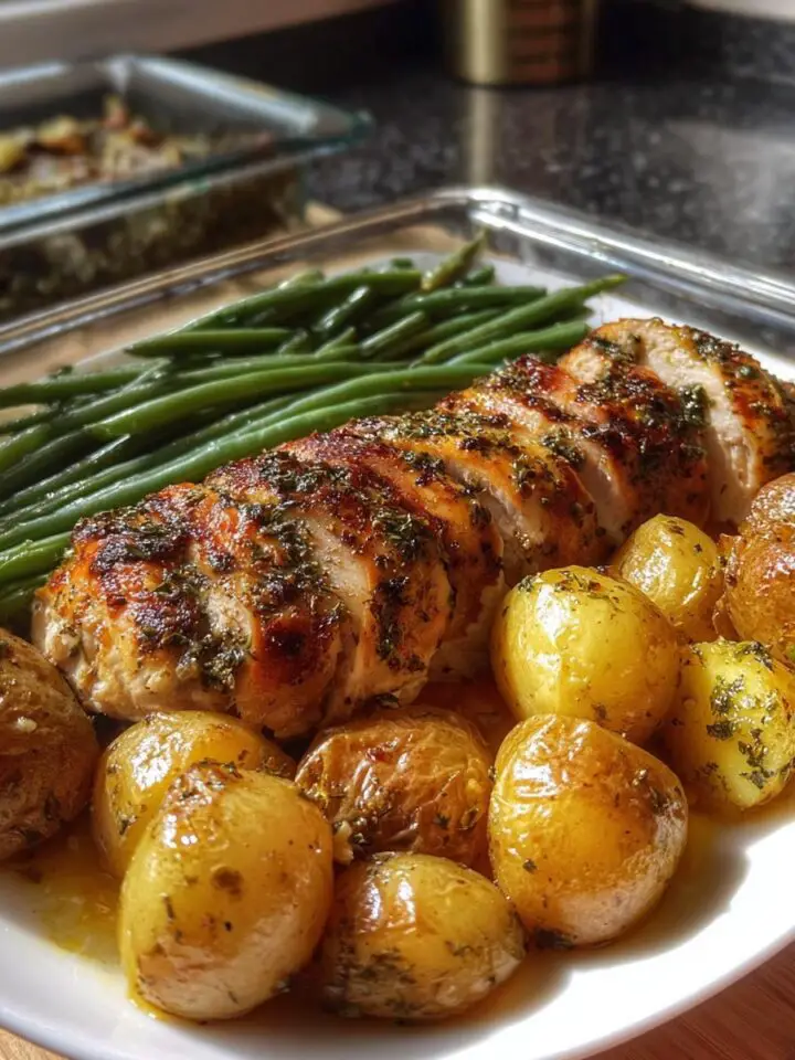 Garlic Herb Chicken with Roasted Potatoes & Green Beans