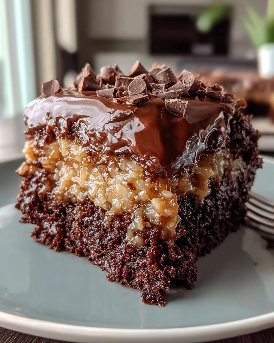 German Chocolate Poke Cake - detail 1