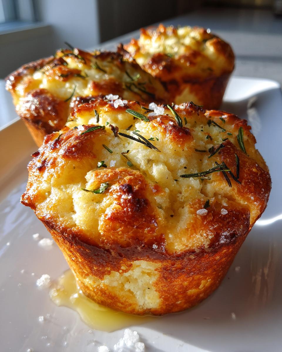 Golden Crust Garlic Rosemary Focaccia Muffins - detail 1