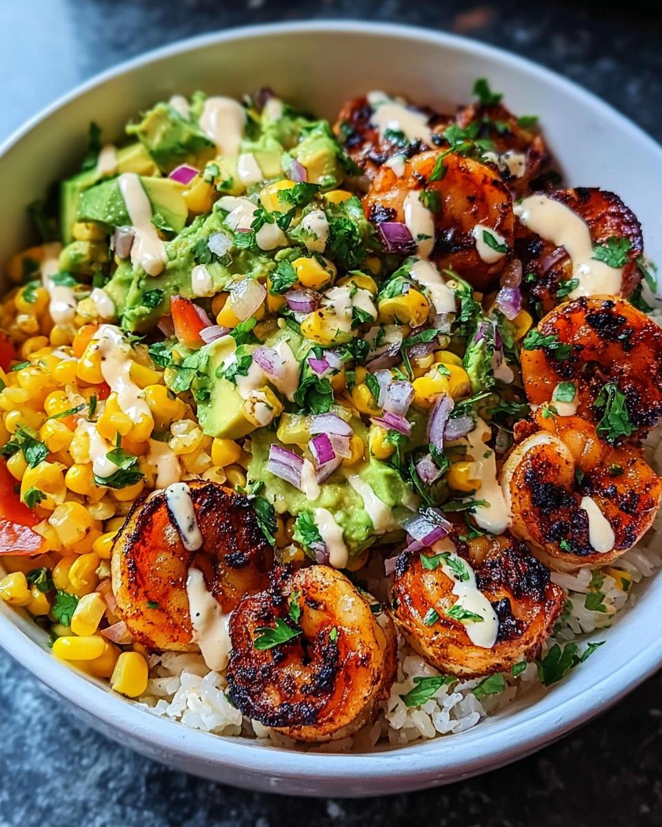 Grilled Shrimp Bowl with Avocado Corn Salsa - detail 2