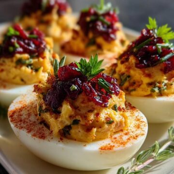 Harvest Cranberry Deviled Eggs