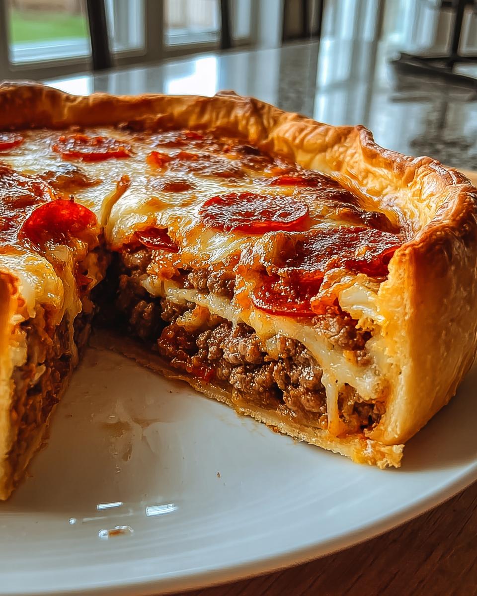 Hearty Deep-Dish Pie with Hamburger, Sausage, and Pepperoni - detail 1