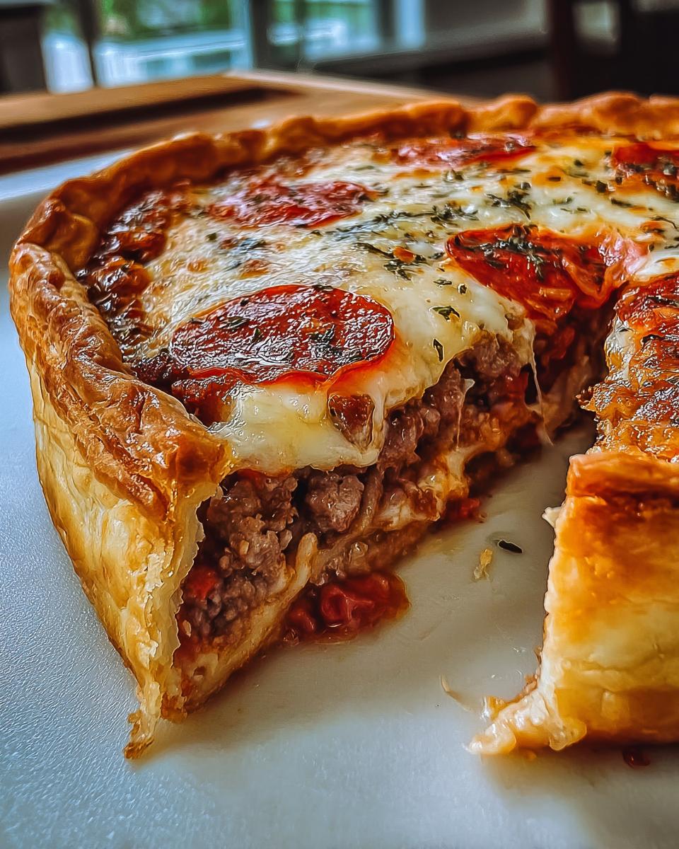 Hearty Deep-Dish Pie with Hamburger, Sausage, and Pepperoni - detail 2