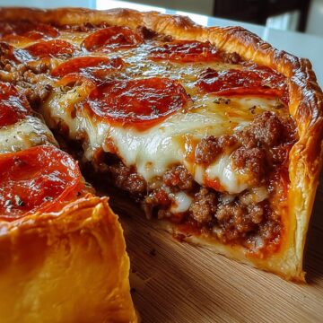 Hearty Deep-Dish Pie with Hamburger, Sausage, and Pepperoni