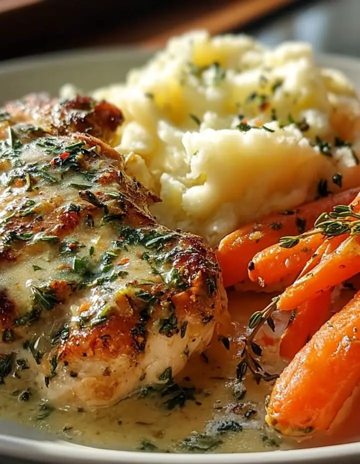 Herb Chicken with Mashed Potatoes & Glazed Carrots