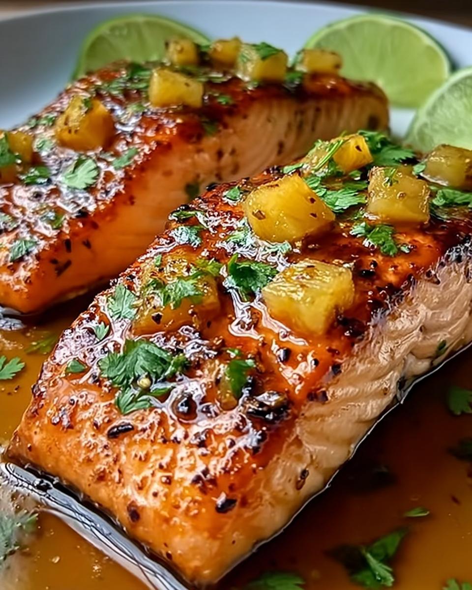 Honey Pineapple Glazed Salmon - detail 1