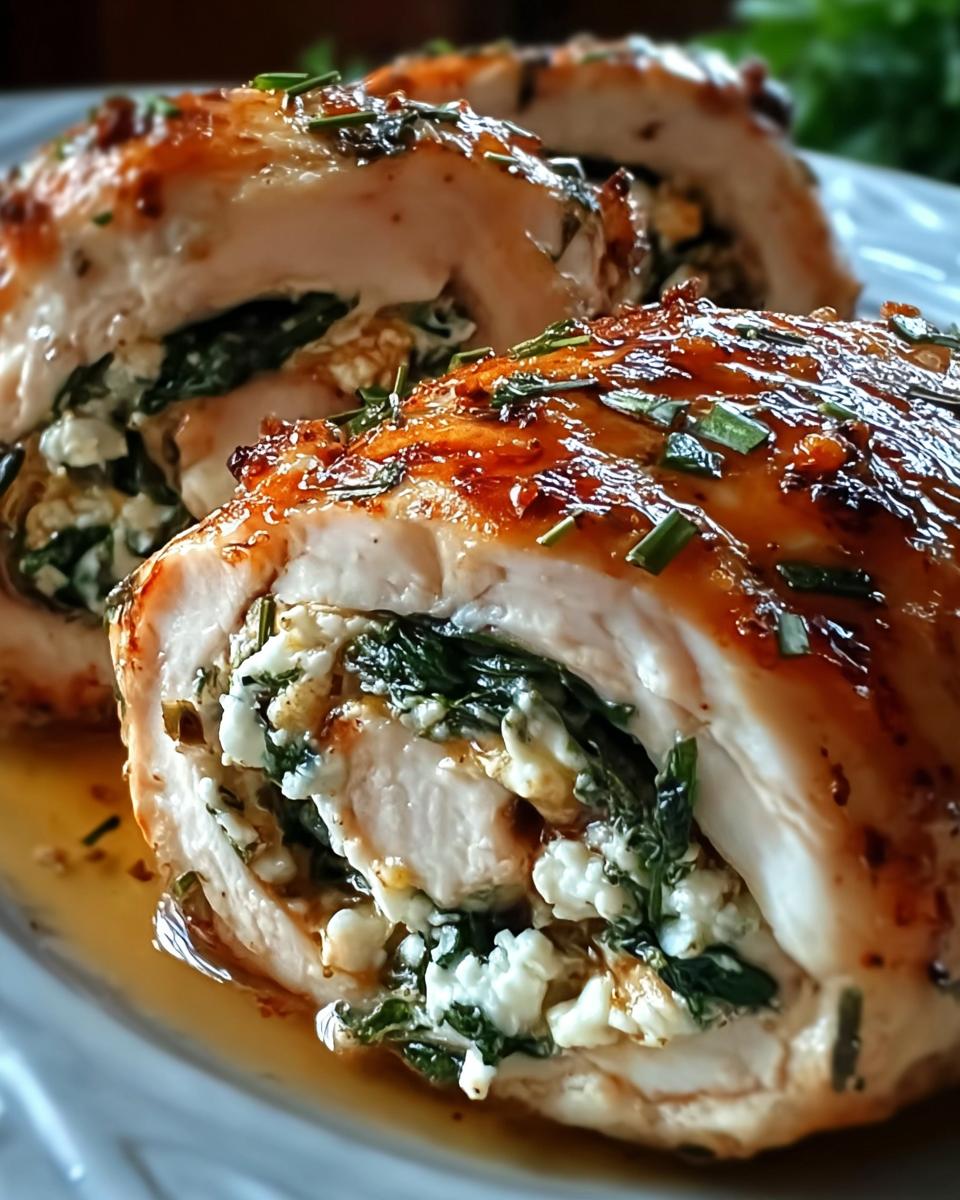 Juicy Rolled Chicken with Feta & Spinach - detail 1