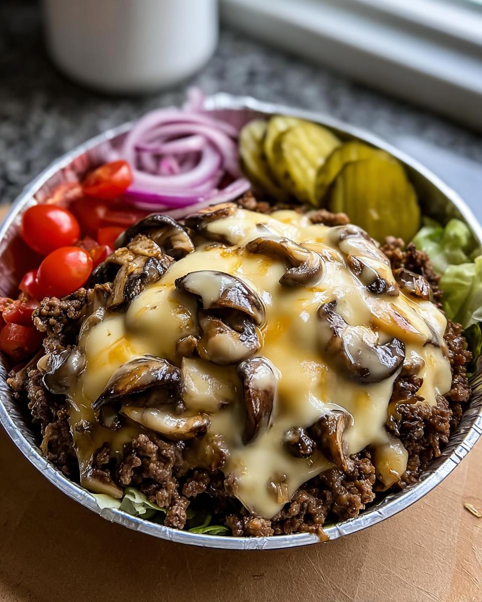 Keto Mushroom Swiss Burger Bowl - detail 1