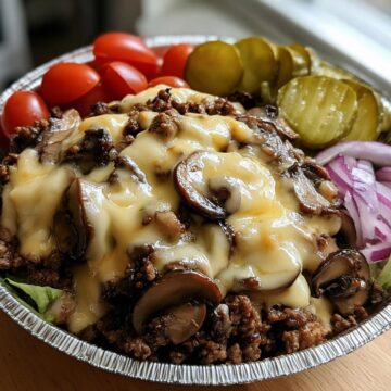 Keto Mushroom Swiss Burger Bowl