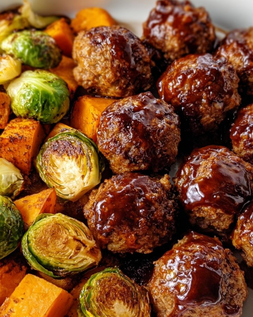 Korean BBQ Meatballs with Roasted Vegetables - detail 2