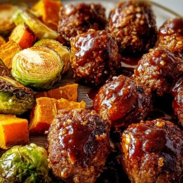 Korean BBQ Meatballs with Roasted Vegetables