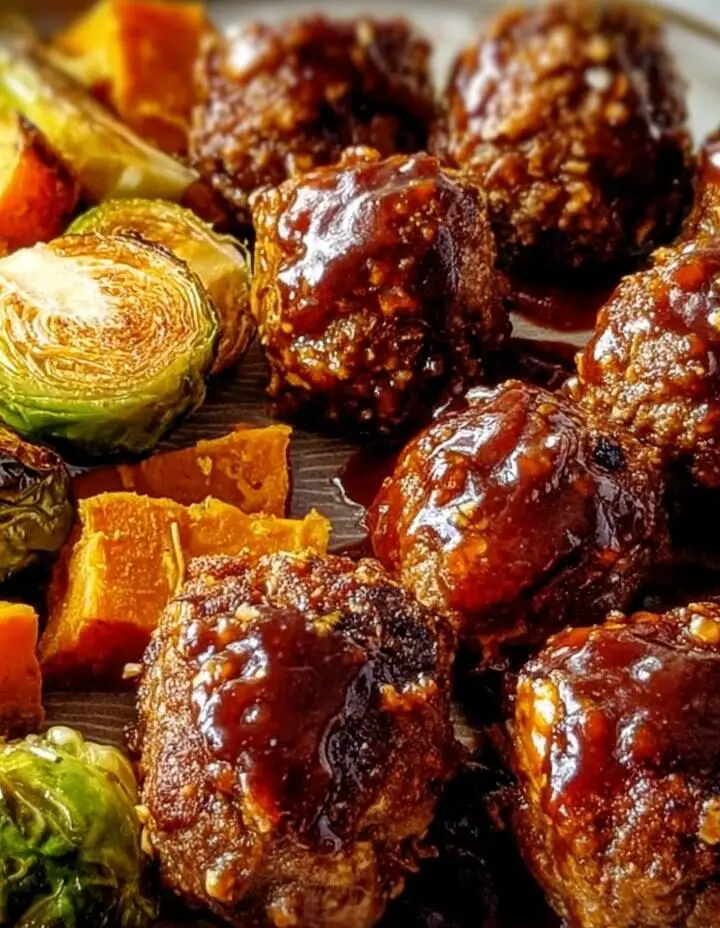 Korean BBQ Meatballs with Roasted Vegetables