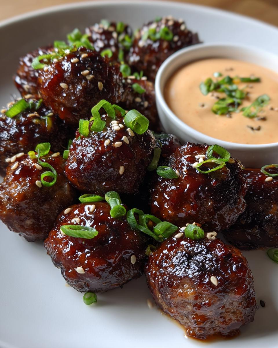 Korean BBQ Meatballs with Spicy Mayo Dip - detail 1