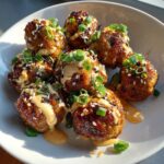 Korean BBQ Meatballs with Spicy Mayo Dip